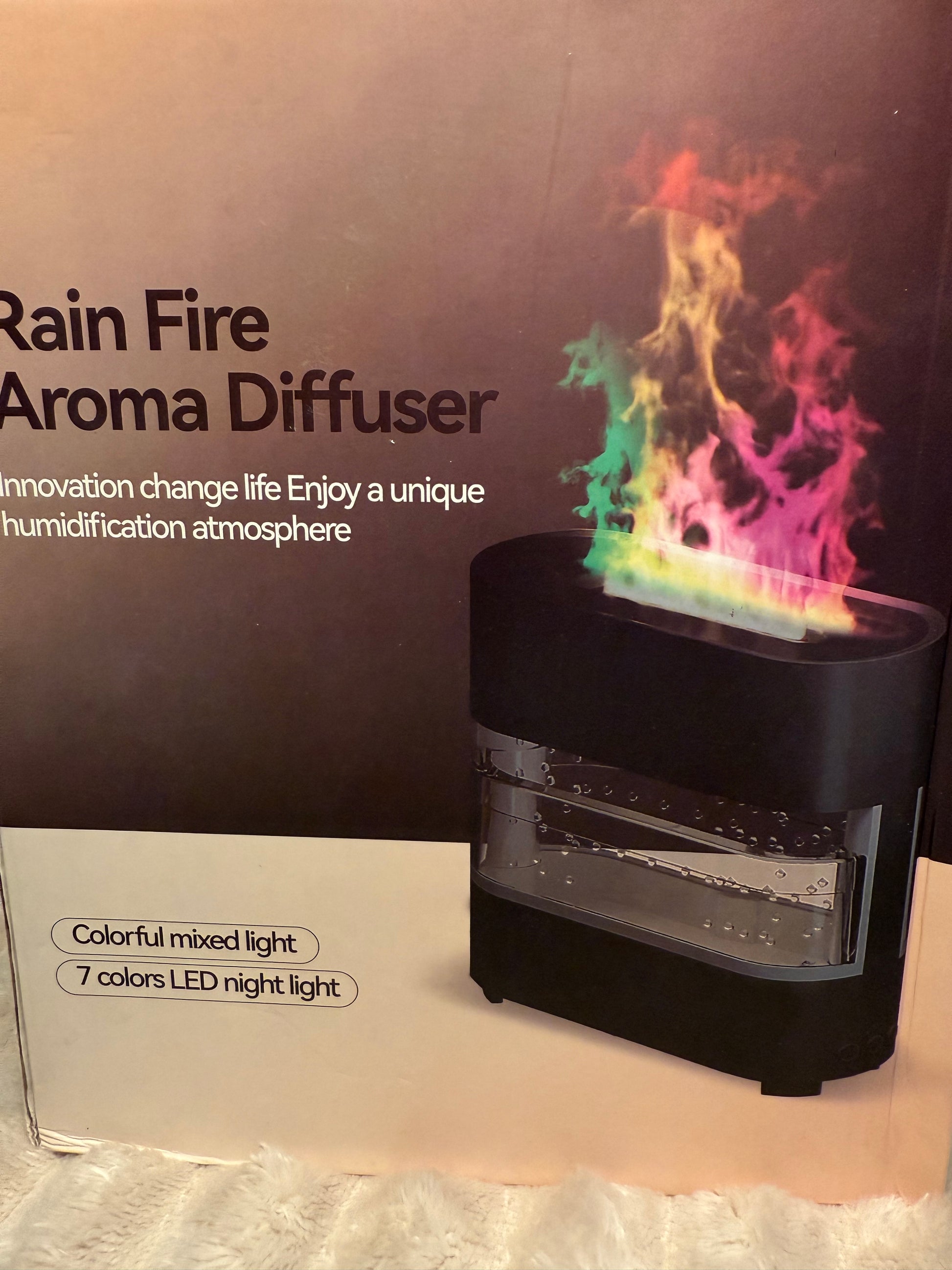 Rain Fire Aroma Diffuser with different light colors